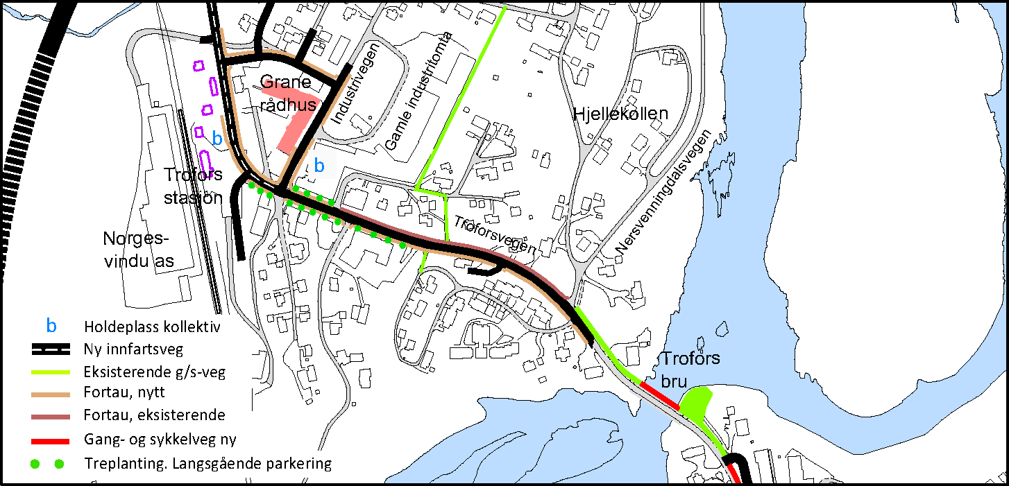 Side 46 av 55 o eksisterende E6 bygges om i øvre del, og vris i retning der hovedstrømmen av biltrafikken skal o ny rundkjøring vil redusere farten i overgangen inn mot boligområdene og