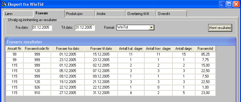 Skriv ut resultater til fil Oppgi path/sti og filnavn på resultat-filen. Dette huskes til neste kjøring.