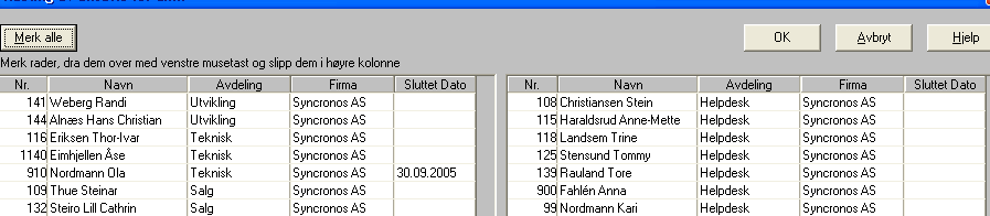 Ingen automatisk tildeling Ved å sette en prikk i dette feltet, vil ikke dette gi noen tildelinger automatisk. Med dette valget må bruker gå inn og tildele ansatte manuelt.