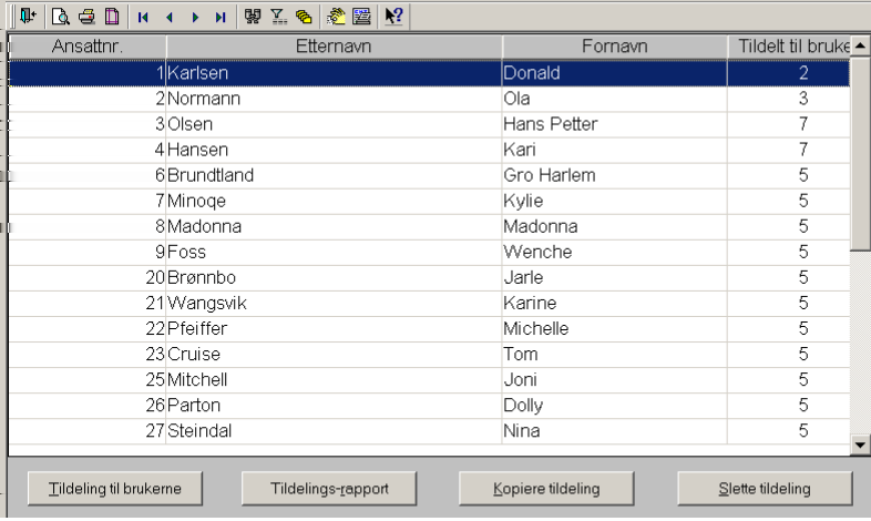 Tildeling av en ansatt til flere brukere Ved registrering av nyansatte i WinTid, tildeles den ansatte brukeren som registrerer den nyansatte.