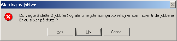 Slette jobber En og en jobb kan slettes under Jobb informasjon i WinTid. Ønsker du å slette flere jobber samtidig kan dette gjøres i konfigurasjon.