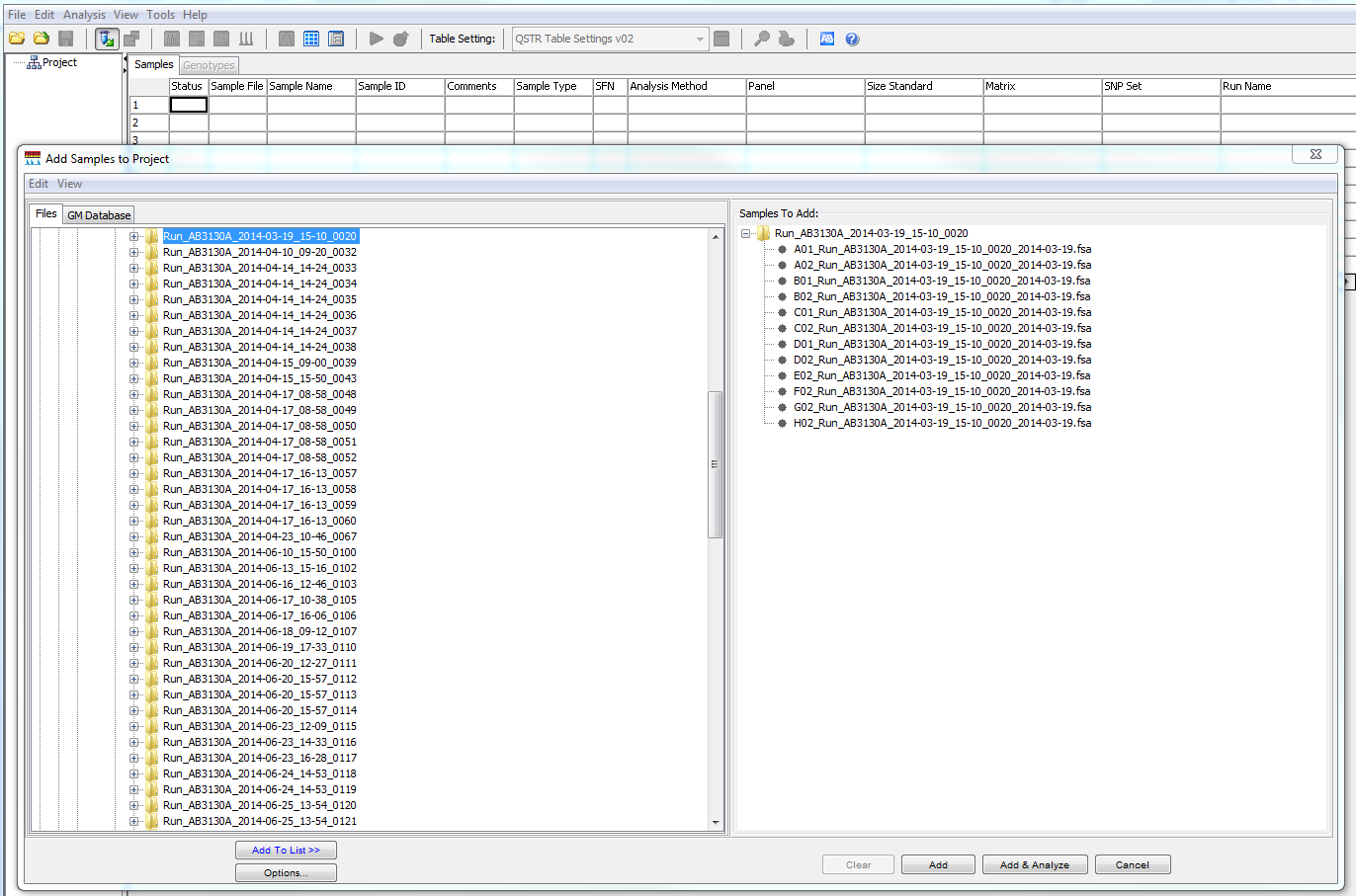 Analyseveiledning for GeneMapper (v3.7 og over) Merknad: Følgende GeneMapper-skjermbilder er tatt fra GeneMapper v5.0 Importere og analysere QST*R-filer 1. Åpne GeneMapper-programfilen 2.