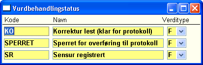 I feltet Resultat skal resultatene tastes inn. Disse føres opp etter oppgitt karakterregel, som også er gjengitt til høyre i bildet. Karakterregel 30 inneholder f.eks.