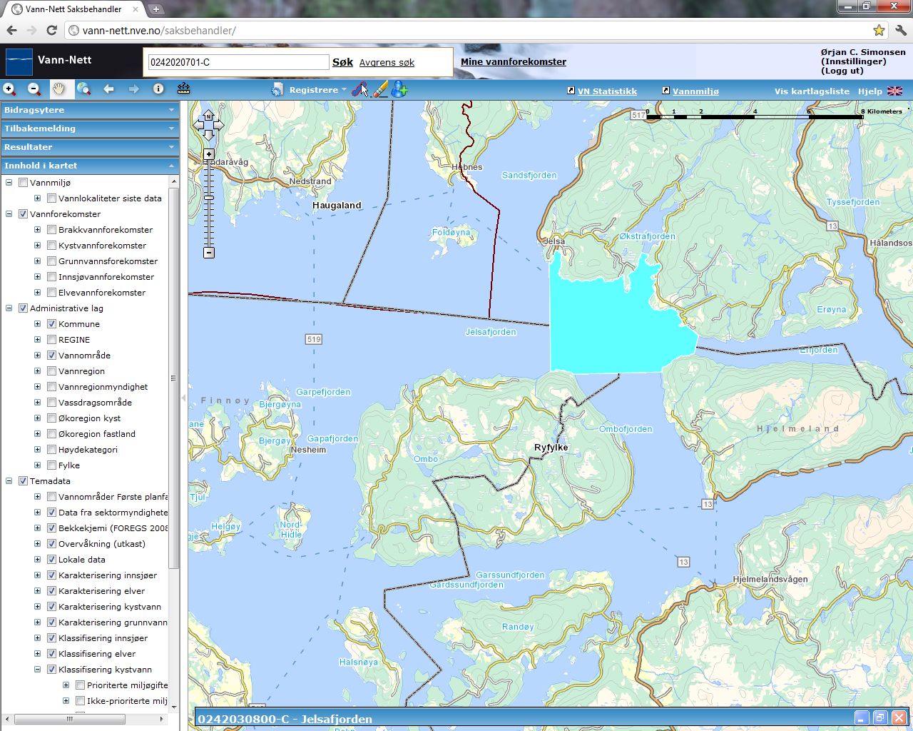Jelsafjorden (0242030800-C) Overvåkingsdata mm: Svært god (bunndyr: svært god) Liten grad Fiskeoppdrett