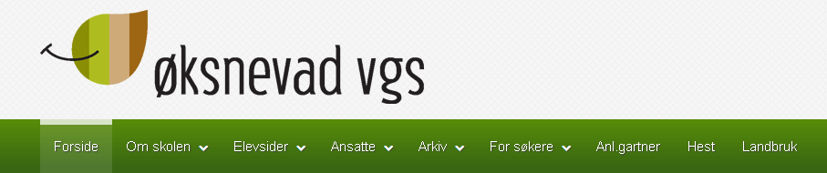 Øksnevad vgs Øksnevad vgs ligg på Øksnevad i Klepp kommune i Rogaland. Skulen vart etablert i 1940. Klimaet er vått og fuktig, med middel årsnedbør 1280 mm og middel årstemperatur 7,1 0 C.