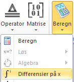 Merk uttrykket du har skrevet inn, velg Beregn og Differensier over x.