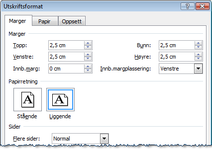 Kapittel 6: Utskrift Utskriftsformat Hvilken papirretning får dokumentet med alternativene vist i Figur Y?
