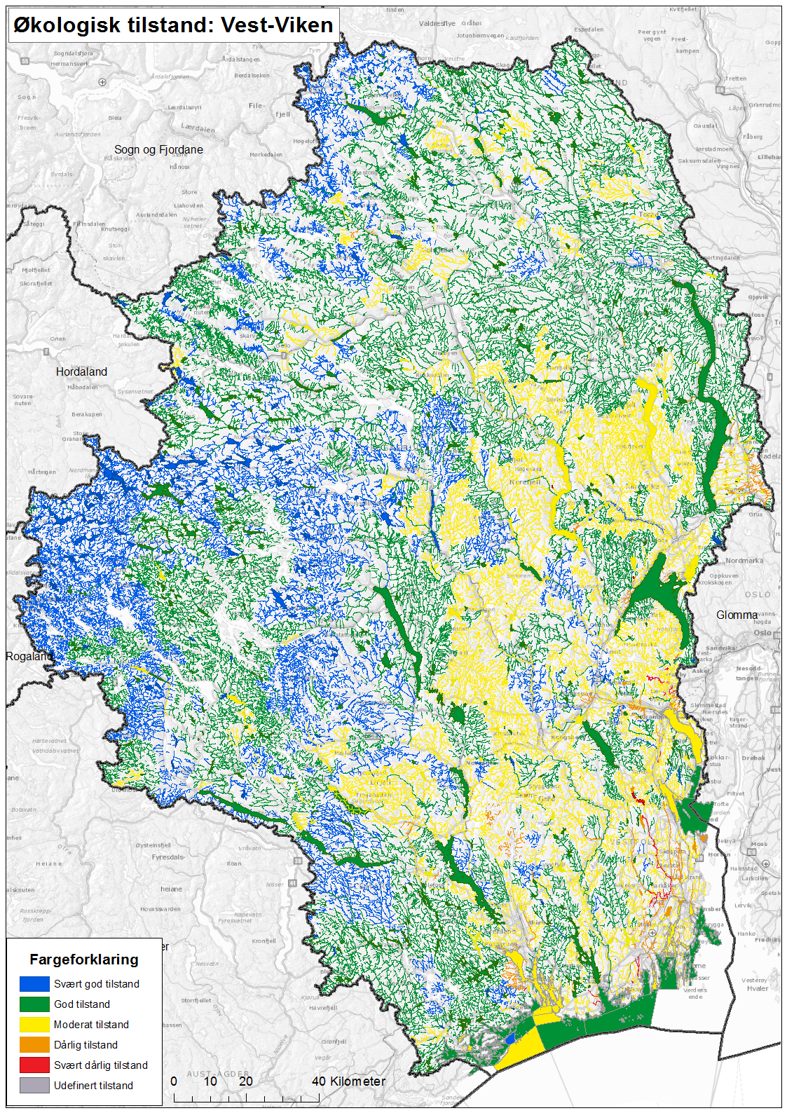 Kart 3 Økologisk tilstand i vannregion