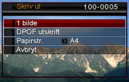 5. Skru av kameraet og plasser det i USBkrybben. 6. Skru på printeren. 7. Fyll papir på printeren. 8. Trykk USB-krybbens [USB]-knapp. Dette fremviser en utskriftsmeny på kameraets LCD-skjerm. 9.