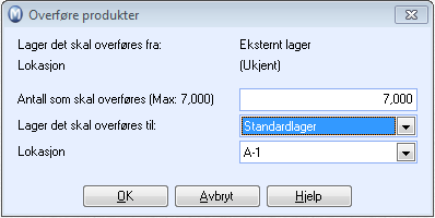 Produktnr.: Her kan du skrive inn et produktnummer eller bla deg frem til et produkt for å vise bare dette produktet. Produktgruppe: Her velger du hvilken produktgruppe du ønsker skal vises i vinduet.