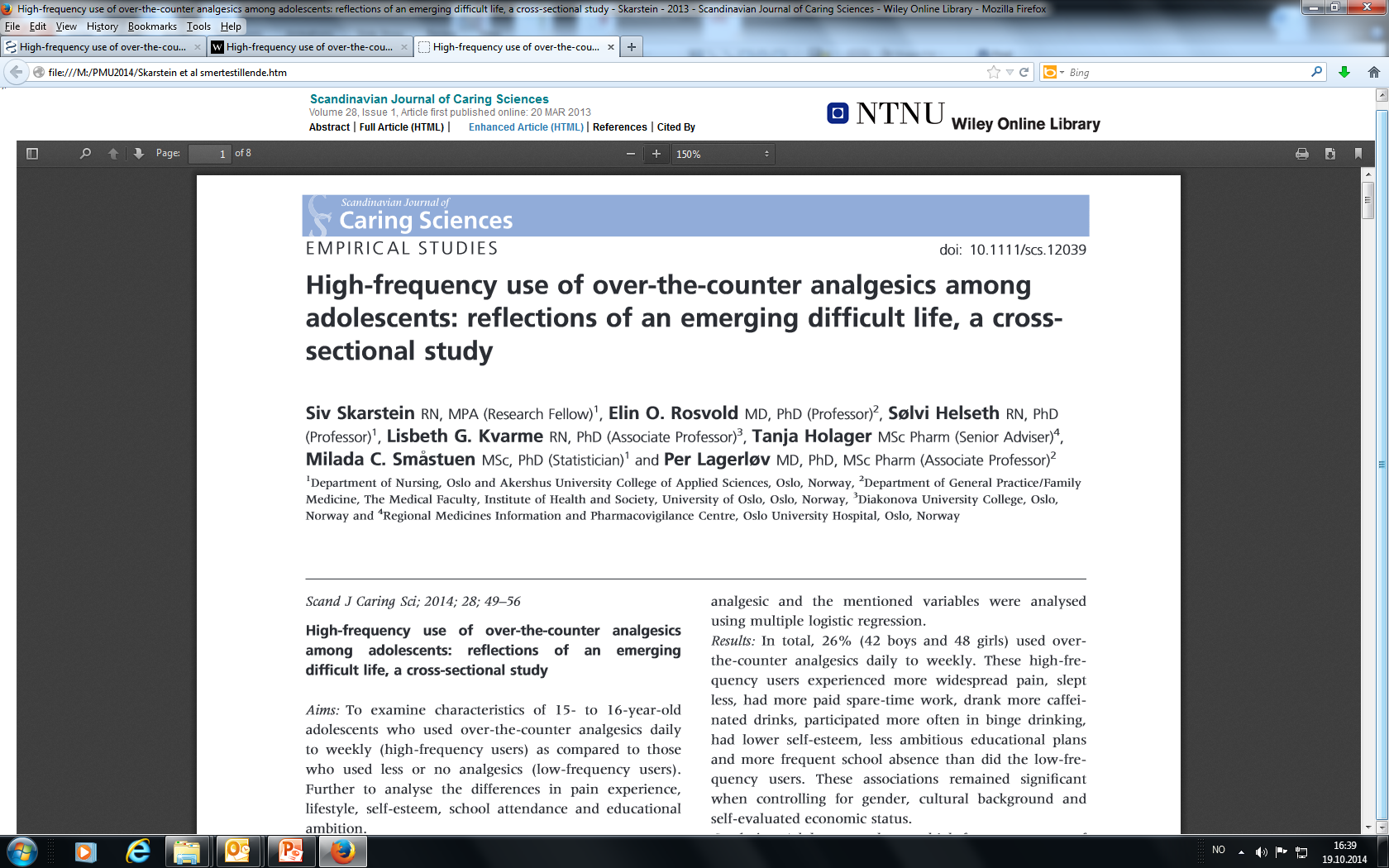 CONCLUSION: Adolescents who are high-frequency users of over-the-counter analgesics, suffer more pain and have identifiable characteristics indicative of complex problems.