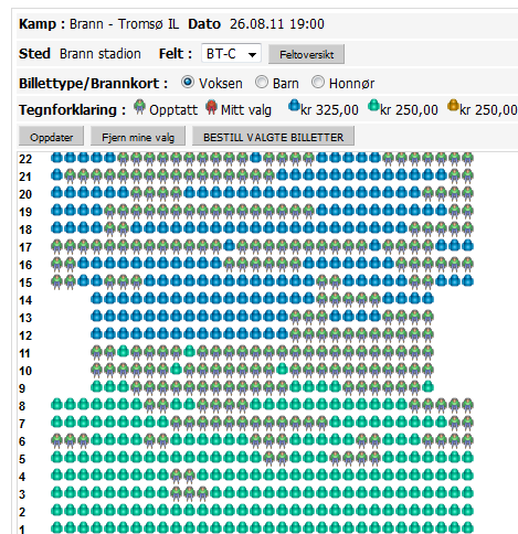 Oppgave 6 Dersom du vil bestille billetter til en kamp, kan du gjøre det på internett. Da får du se dette på skjermen.