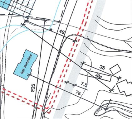 Mai 2011 Tilleggsutredning 420 kv Ofoten-Balsfjord Figur 14. Detaljert utsnitt avstand 100 m er fra 420kV anlegget til nærmeste punkt til bolig.