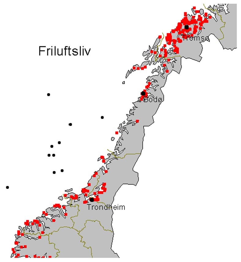 Eksempler på spesielt viktige naturreservater med nasjonal/internasjonal vernestatus er gitt i vedlegg 5.1. Det finnes i alt 19 lokaliteter i fylkene Sør-Trøndelag til og med Troms.