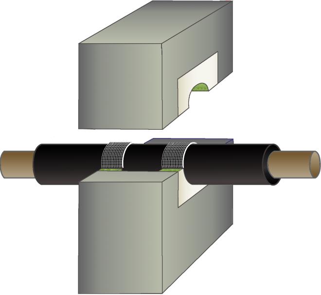 STÅLRØR BRANNMOTSTAND STÅLRØR BRANNMOTSTAND dybde 100mm S-S på begge sider av i midten tykkelse 13-25mm 2 lag 50mm bredde tykkelse 13-32mm PLASTRØR OG BUNTER MED PLASTRØR OG/ELLER KABLER