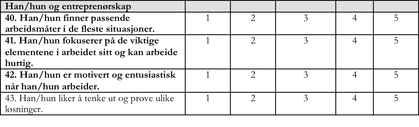 Om lærerskjema 2 siders skjema med fem