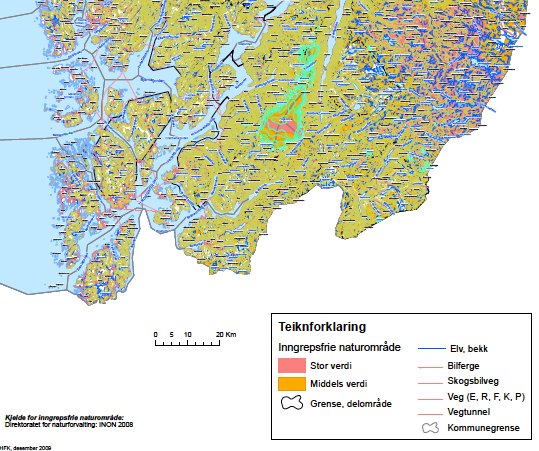 (for bedre oppløsning og øvrige kart, se Hordaland Fylkesdelplan for Småkraft som finne på fylkeskommunens hjemmesider). Figur 3.