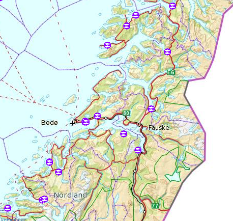 2 4 1 3 5 8 7 9 6 11 10 12 14 13 Kart over settefiskanleggene i Salten. Nummereringen er knyttet til de ulike anleggene og henviser til tabellen under med nærmere angivelse.