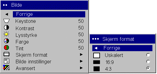 Problem Løsning Resultat Bildet er ikke rettvinklet Juster keystone på tastaturet Rettvinklet bilde Bildet er uskarpt Juster Skarphet (bare videokilder) i