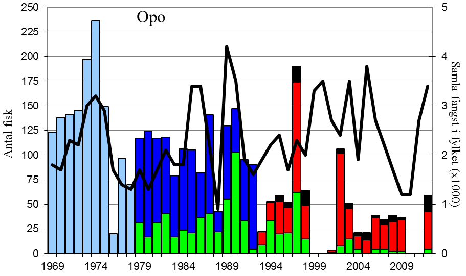 Det er til saman analysert skjelprøvar av 210 sjøaurar i perioden 2001-2012 (Urdal 2010). Dette er vel halvparten av all sjøauren som er rapportert fanga i den same perioden.