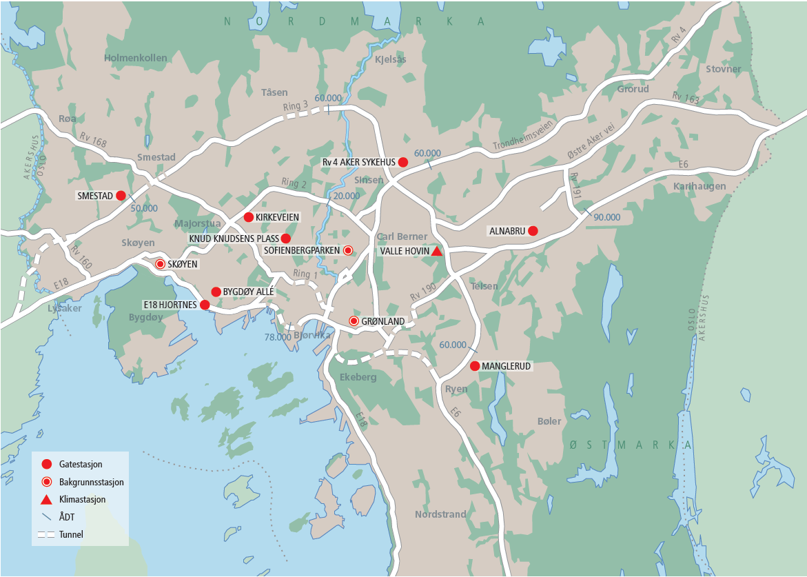 Tiltaksutredning for luftkvalitet i Oslo og Bærum kommune 45 3 STATUS OG FORVENTET UTVIKLING I TRAFIKKVOLUM, UTSLIPP OG LUFTKVALITET FRAM TIL 2015