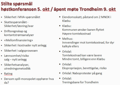 Svar på innspill ut over rapporten I denne rapporten