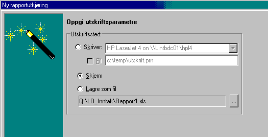 Tittel og beskrivelse på loggen Programmet fører logg over rapporter med dato for kjøring, hvem som kjørte den (påloggingsnavn) og utvalgskriteria. Det kan lønne seg å lage en god tittel på loggfilen.