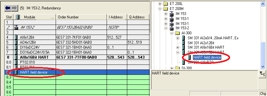 8 Hardwarekonfigurasjon Tabell 8-4 Slaver på PROFIBUS DP Funksjon Utstyr Produktnummer DP adr. I/O-modul ET 200M IM 153-2 153-2BA02-0XB0 DP.5 DP/PA IM157 DP LINK 157-0AA82-0XA0 DP.