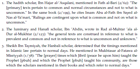 scholars opinions regarding the ruling about the times for