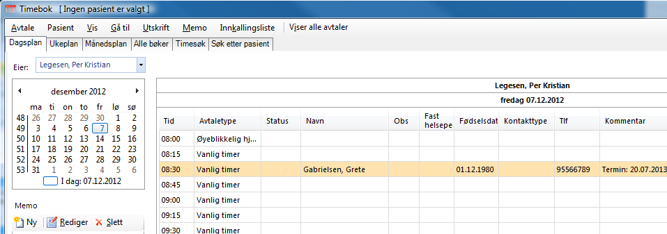 8. TIMEBOK Se på timebok Du åpner timebok ved å klikke på journalen.