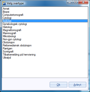 9. SVARINNSKRIVNING Svarinnskriving kan gjøres enten mens du er inne i en journal, eller fra hovedmenyen.