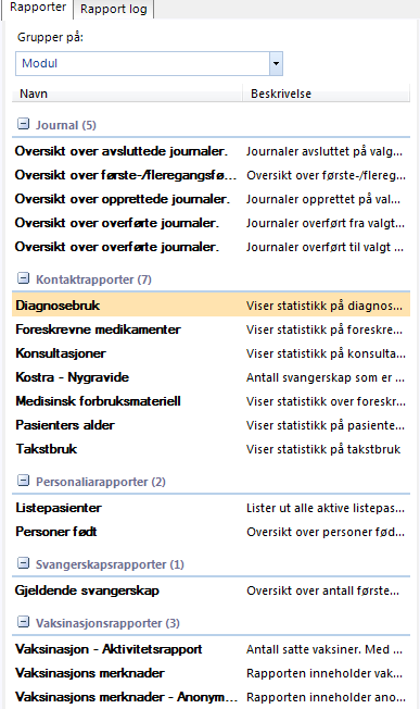 15. RAPPORTER Rapporter i WinMed3 består av tre moduler. Dersom du ønsker en rapport du ikke finner i programmet, ta kontakt med CGMs salsavdeling: salg@compugroupmedical.