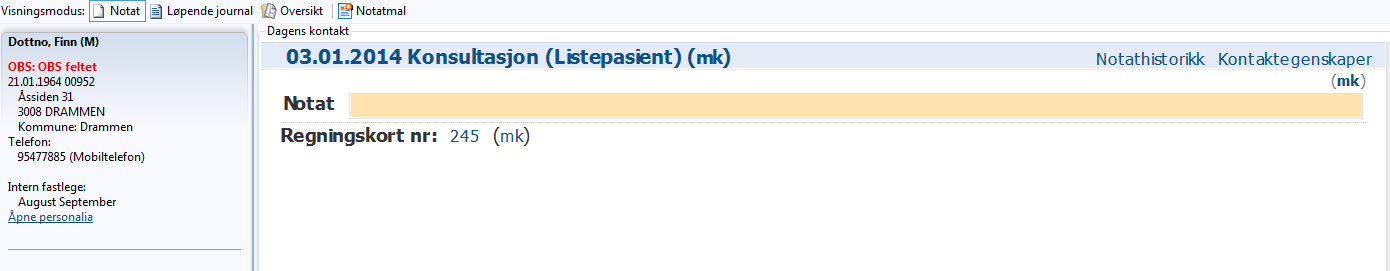 7. GJENNOMFØRE EN KONSULTASJON Notat Det er ulike måter å strukturere selve journalteksten på. Dette kan tilpasses den enkelte bruker: Fritekst. Skrive som ustrukturert notat Strukturert.