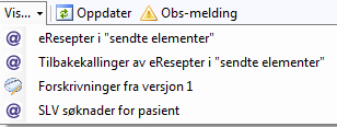 «Utskrifter» Her kan du velge å ta en utskrift av: Faste medisiner Legemidler i bruk Historikk: legemidler Næringsmidler og medisinsk utstyr «Vis» Her kan du velge å se på: eresepter i «sendte