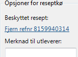 Fornyelse av en tidligere resept gjør du fra Næringsmidler og forbruksmateriell i bruk ved å dobbeltklikke på tidligere resept. Denne kopieres da til ny resept.