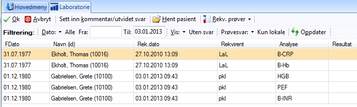 2. Når du begynner å skrive inn, vil programmet automatisk vise moduler og skjema som passer til det du skriver. Hvis du har mange treff kan du bruke piltastene for å rulle ned eller opp. 3.