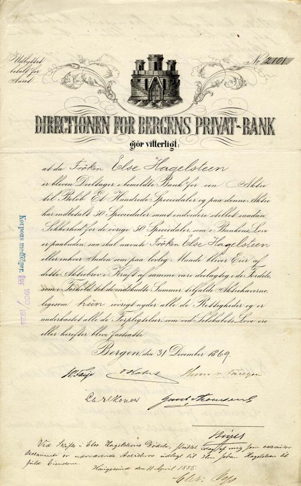 BERGENS KREDITBANKS RØTTER 1876 Bergens Kreditbank - Christiania Bank og Kreditkasses filial i Bergen til 1876 1919 Foreningsbanken fusjon med Andresens Bank - Reetablering av Bergens Kreditbank 1928