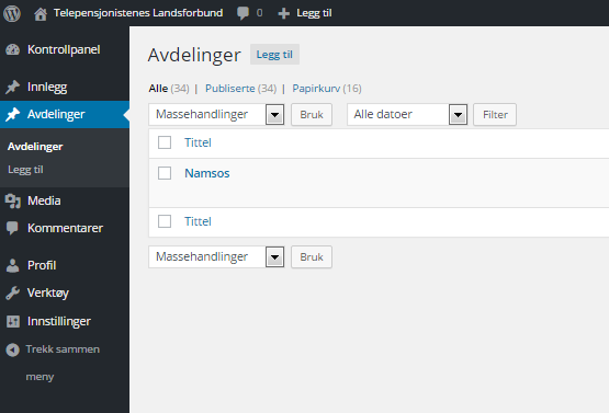 Ikke bruk dette valget Klikk på lokalforeningens navn for å hente fram startsiden 3 Legge inn tabell Klikk på navnet til lokalforeningen (se bildet foran).