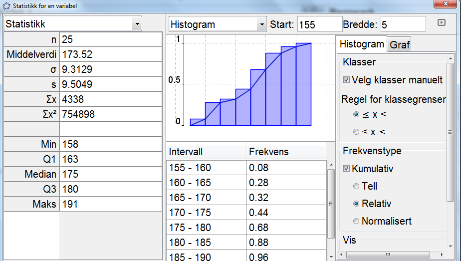 Oppgave 3.70 Vi måler høyden til elevene i en gruppe.