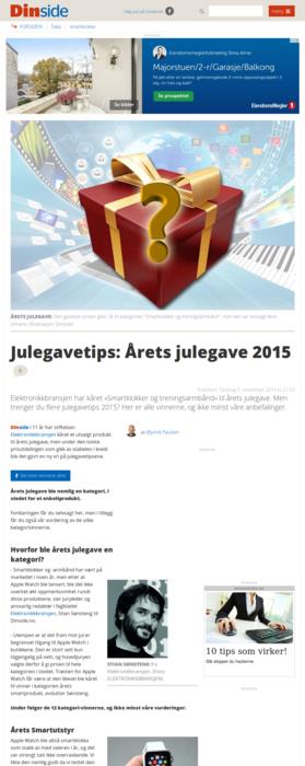 Julegavetips: Årets julegave 2015 DinSide, 05.11.2015 20:33 Øyvind Paulsen Publisert på nett.