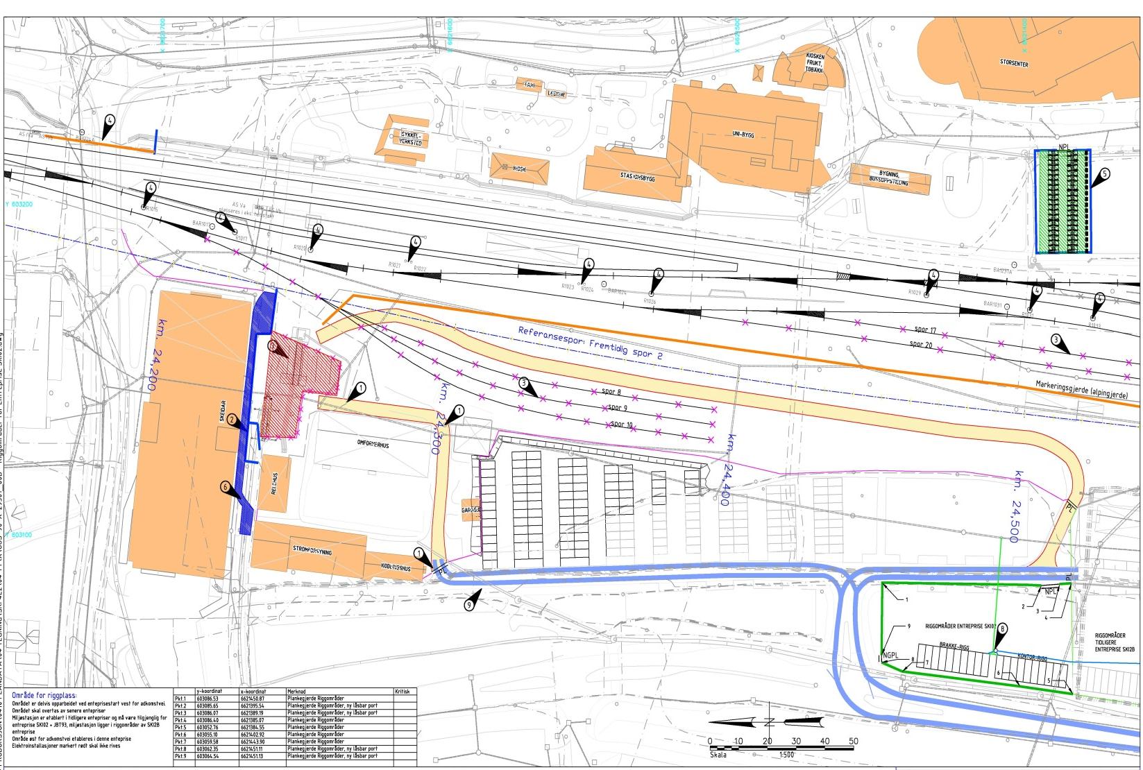 16 av 45 meter av spor 6 liggende. Denne resterende delen fjernes derfor sammen med øvrige spor merket for fjerning (i figur 2).