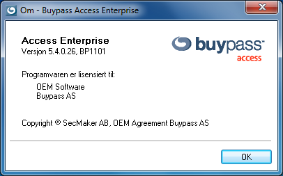Velg Avslutt for å avslutte Buypass Access Enterprise Startmeny Hvis visning av Buypass Access Enterprise i startmenyen er aktivert, finnes følgende valg: Øverst vises alltid en liste over de