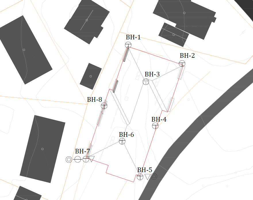 Datarapport Geoteknikk N Figur 2. Oversiktsfigur som viser plassering av undersøkelsespunkter på den aktuelle tomten i Bårlibråten 11-13. Se vedlegg 1 for forklaringer av symboler. 2.2 Innmåling Gravepunktene er innmålt med GPS.