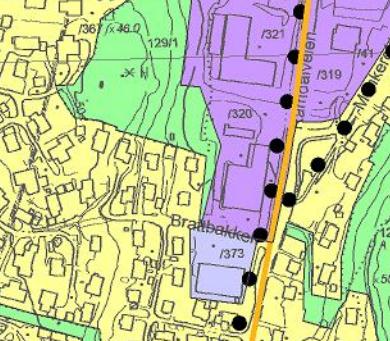 Næringsområde Ramdal (Brattbakken) Ca 0,7 daa grønnstruktur omdisponeres til næringsformål.