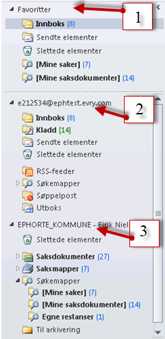 2 Introduksjon til grensesnittet Brukergrensesnittet i ephorteoutlook er basert på Outlooks generelle brukergrensesnitt.