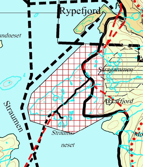 I kommuneplanens arealdel for Hammerfest 2010-2022 (vedtatt 12/2010) ble området Strømsnes/Akkarfjord båndlagt for videre planlegging eter PBL. Miljøverndepartementet godkjente arealdelen 15.11.12. Figur 1 Kommuneplanens arealdel.