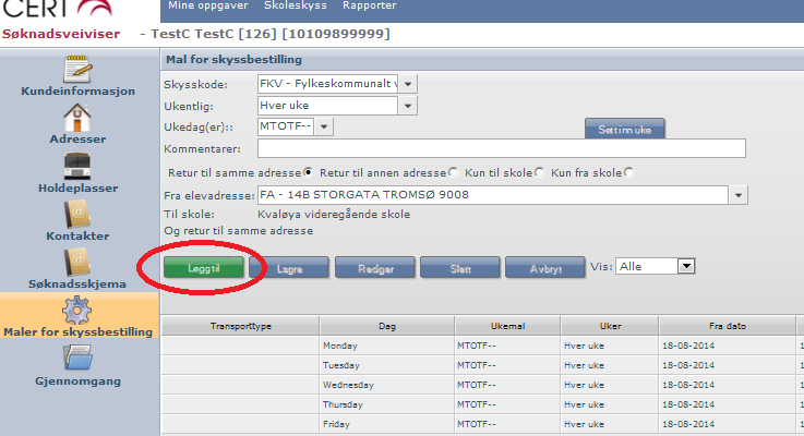 Skysskode fylles automatisk ut basert på valgt type søknad (pkt. 2.3.2).