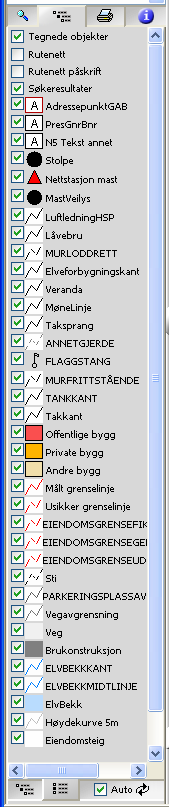 7. Tegnforklaringsvinduet I tegnforklaringsvinduet finner du tegnforklaring for alle kartobjekter som vises i kartvinduet.