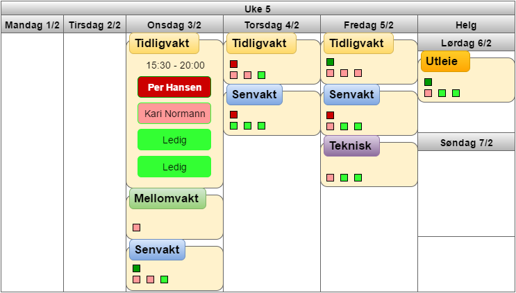 Shifter - for Samfunnet Bislett 98 6.2.2.4. VISUALISERING Det ble lagt mye arbeid i å designe og utvikle vaktlisten.