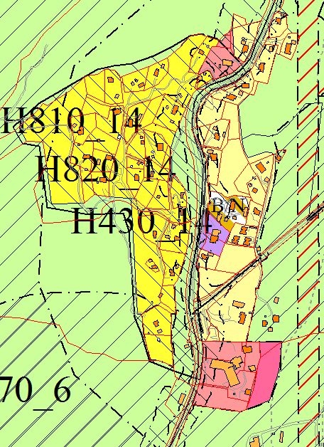 esset, tidligere dagligvarebutikk). Boligfeltet er ikke ferdig utbygd, det er noen ferdig regulerte tomter ved Dal som kan gi rom for ca. 15 nye boenheter.